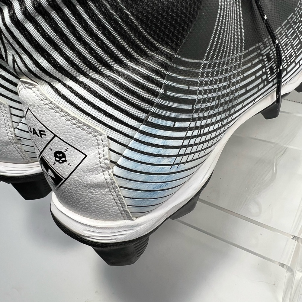 Under Armour Black White UAF Hightop Cleats Mens size 13 - Picture 8 of 9